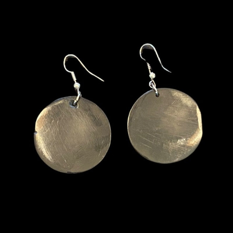 Mother of Pearl & Abalone Shell Mosaic Disc Drop Earrings Black/Rainbow Prism