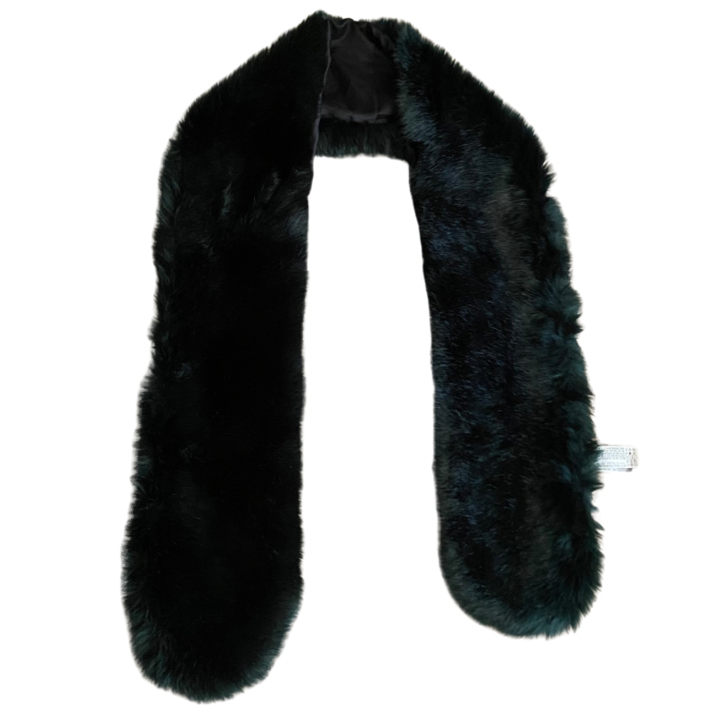 🔔 Y2K Dark Green Faux Fur Scarf