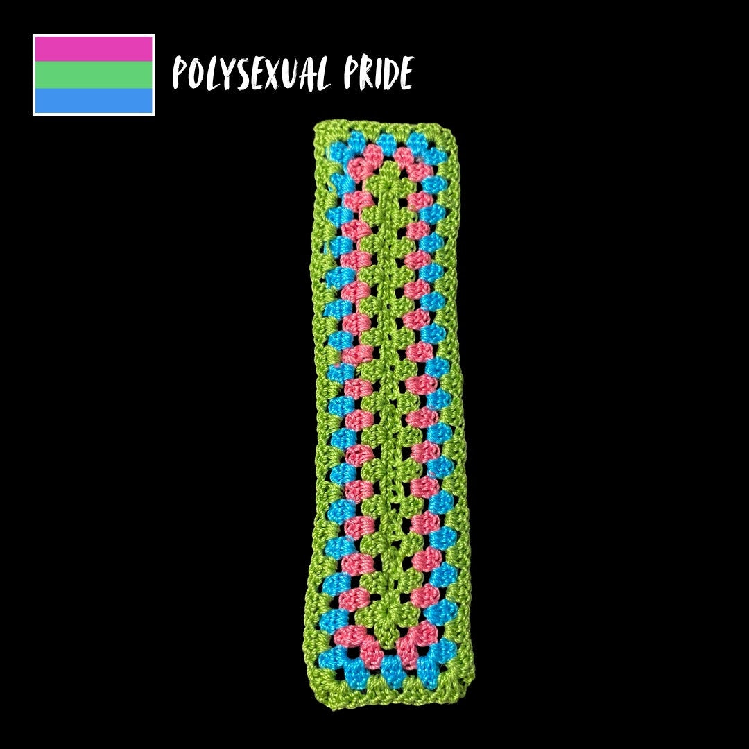 Polysexual Pride Micro-Crocheted Cotton Bookmark