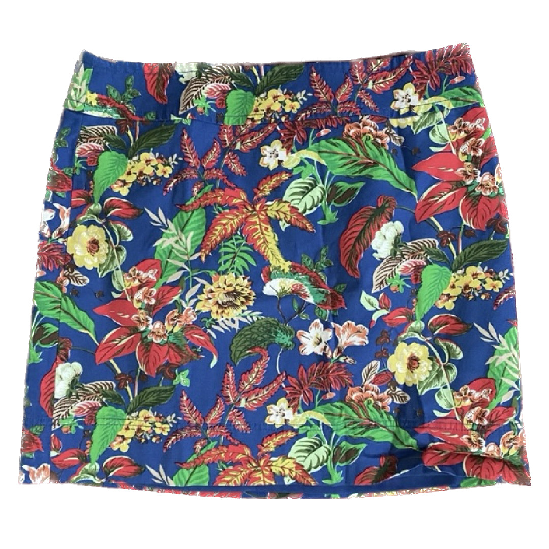 Cobalt Blue Tropical Print Pencil Skirt (12)
