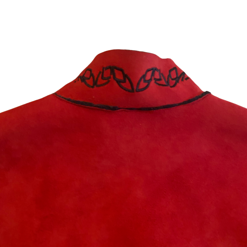 NWT Y2K Coldwater Creek Crimson & Black Embroidered Fleece Jacket (XL)