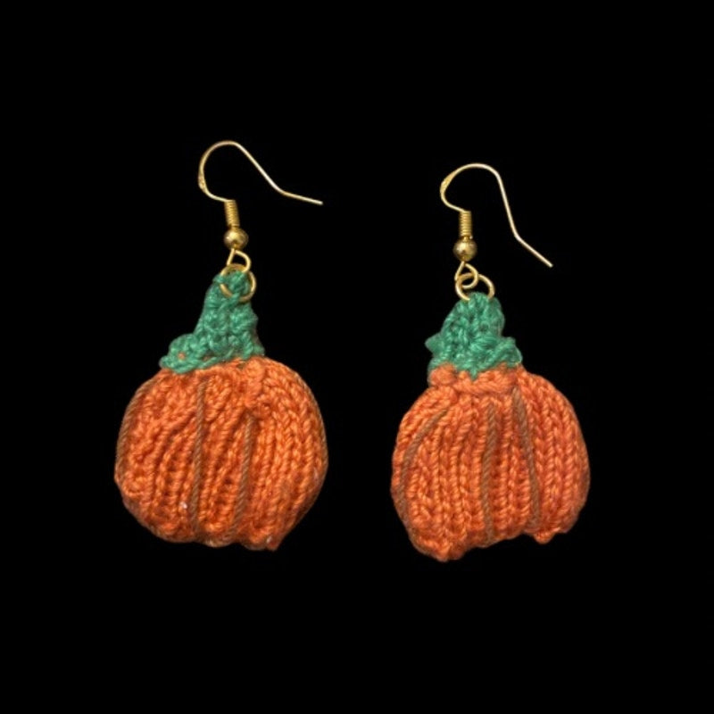 Pumpkin Patch Handknit Cotton Earrings