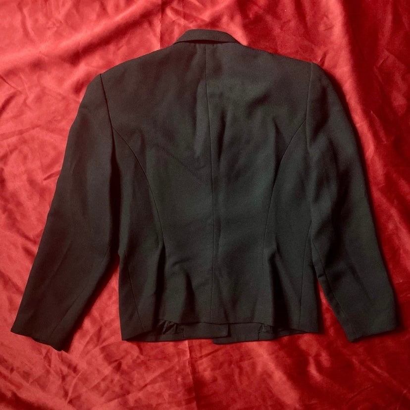 Vintage 1980’s Black Blazer With Gold Rose Buttons ( Size 10)