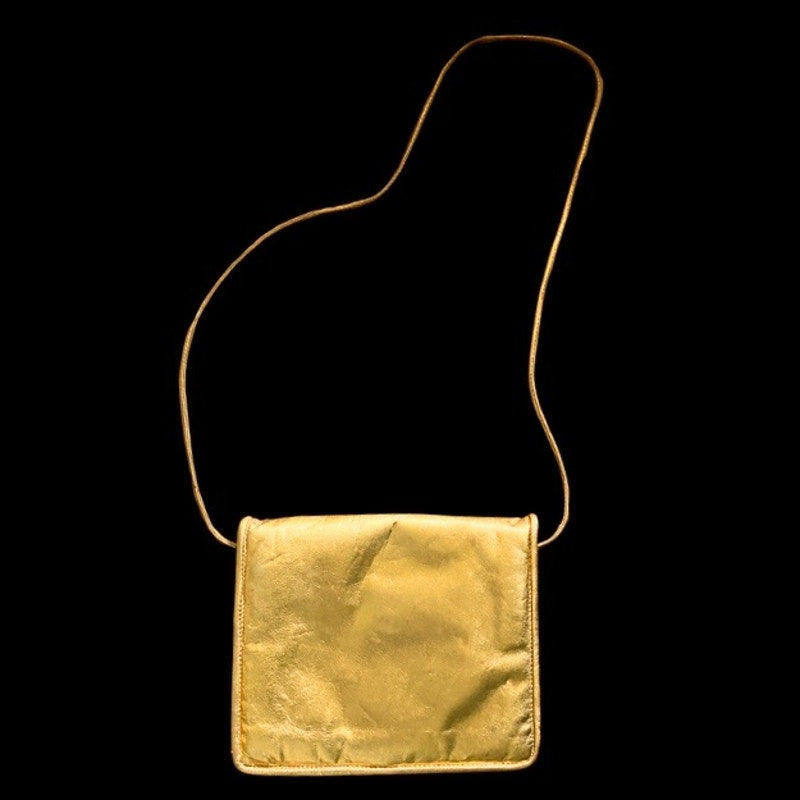 Vintage Metallic Gold Basketweave Envelope Shoulder Bag