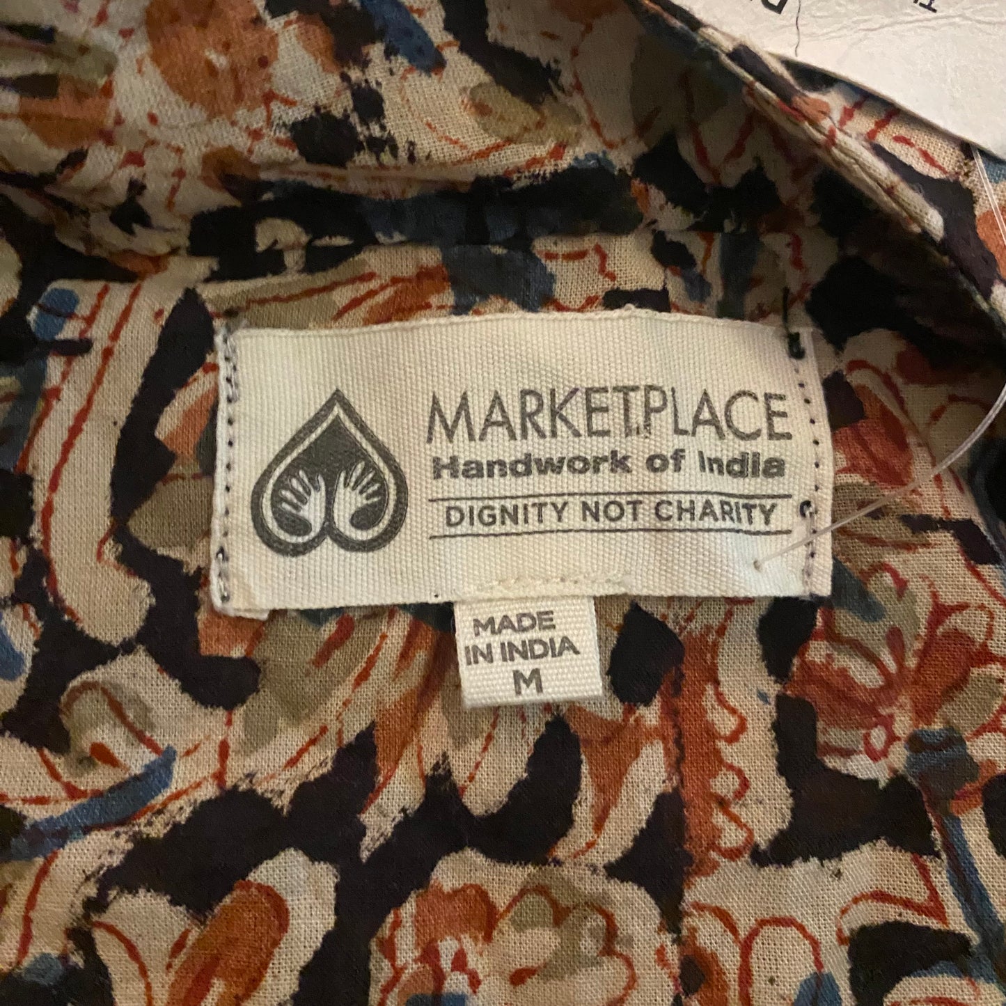 New With Tags Sepia/Orange/Blue Dyed Cotton Waterfall Cardigan (M)