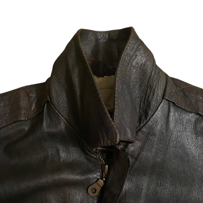 1970’s Distressed Dark Brown Goatskin Leather Flight Jacket (S)