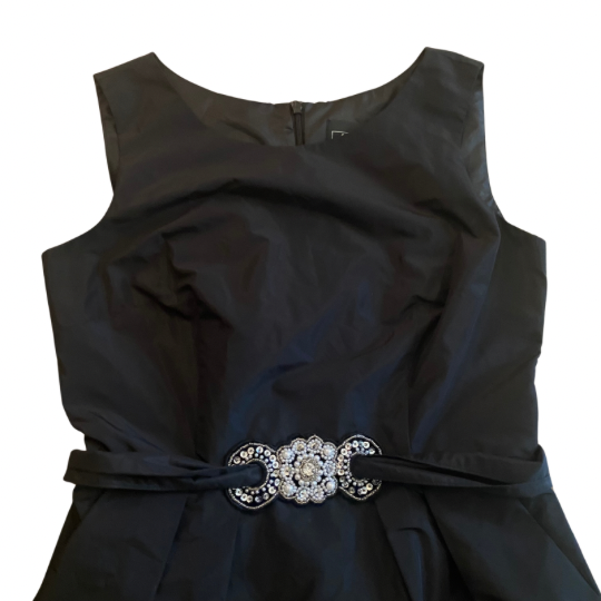 New With Tags Black Cocktail Dress with Satin Sash & Pearl Buckle (8)