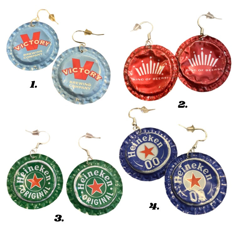 Handmade Recycled Bottlecap Earrings • 11:44 Designs by Amber’s Attick