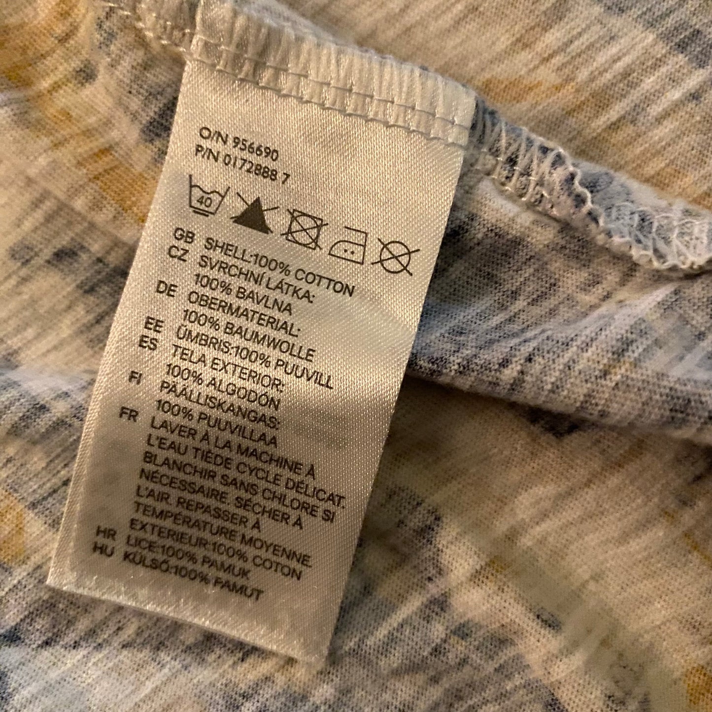 Sleeveless Yellow, Cream, & Blue Dyed Print Cotton Maxi Dress (M)