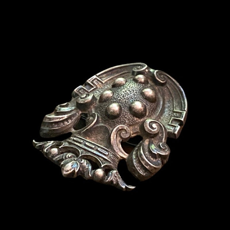 Antique Style Vintage Sterling Silver Medici Family Crest Italian Coat of Arms Brooch
