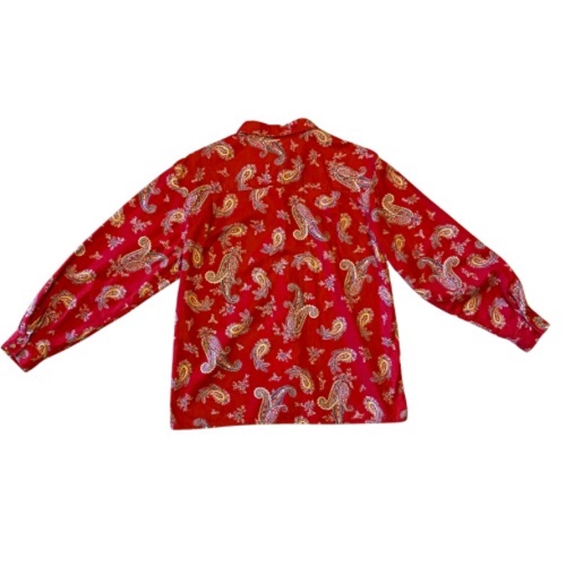 Vintage Talbots Red Paisley Cotton Button Down Shirt (Petite Medium)