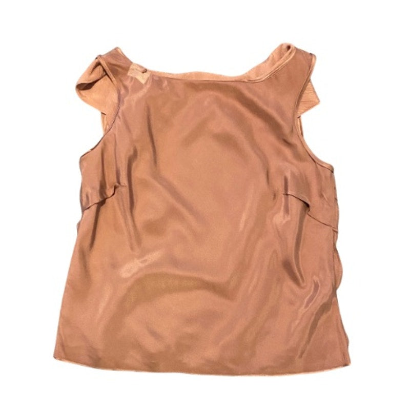 Dusky Rose 100% Silk Sleeveless Blouse with Silver Rhinestone Brooch (6P)