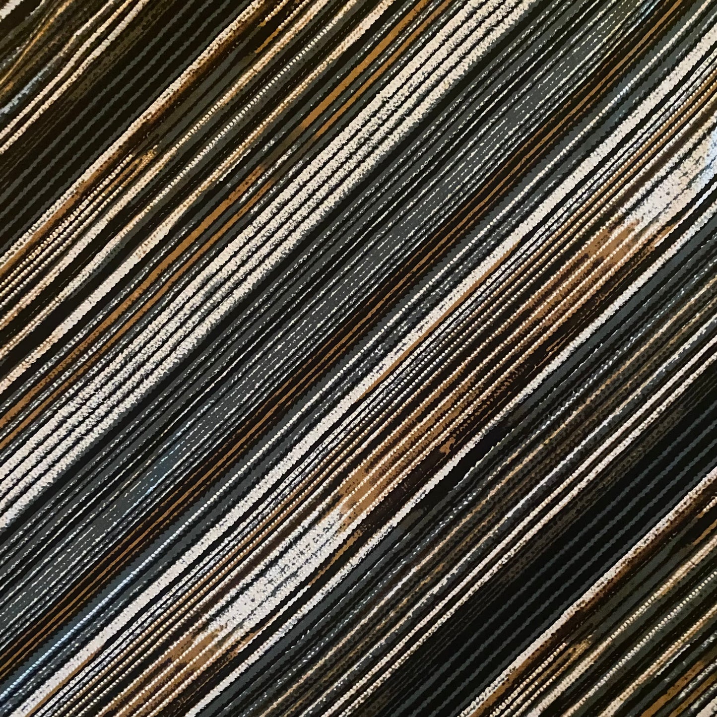 Navy, Brown, and White Diagonal Striped A-Line Skirt (M)