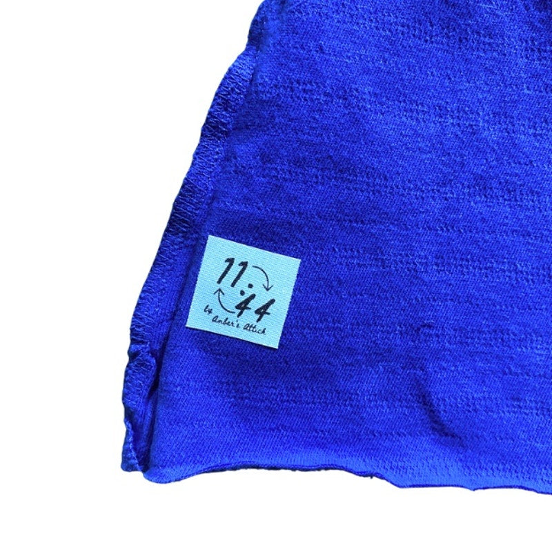 Upcycled Tropical Fish Vintage Patch Embellished Sleeveless Cobalt Blue Tank Top (S)