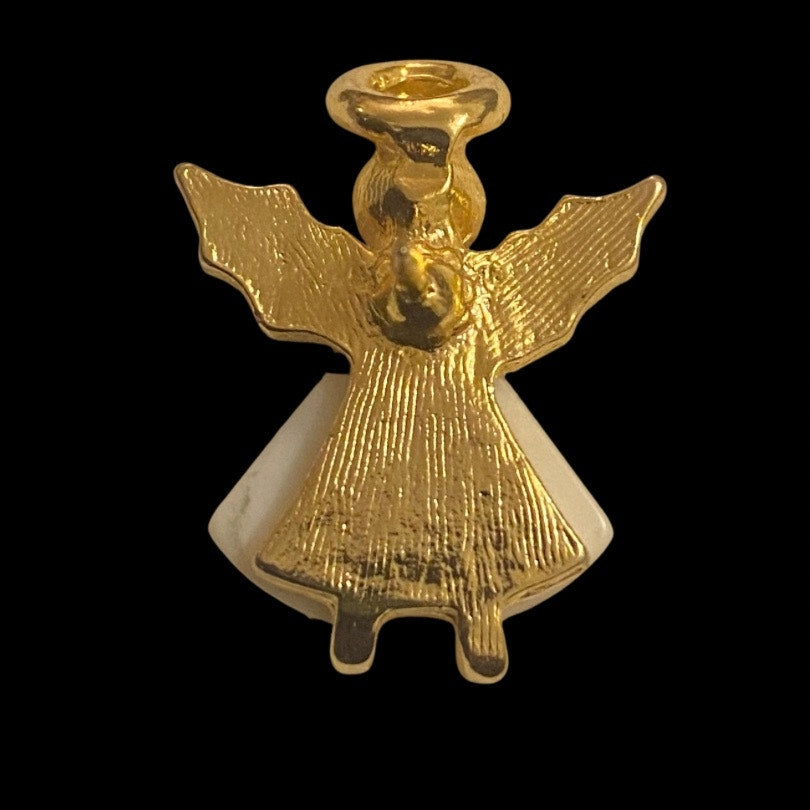 Y2K Gold and Austrian Stone Holly Leaf Winged Angel Pin