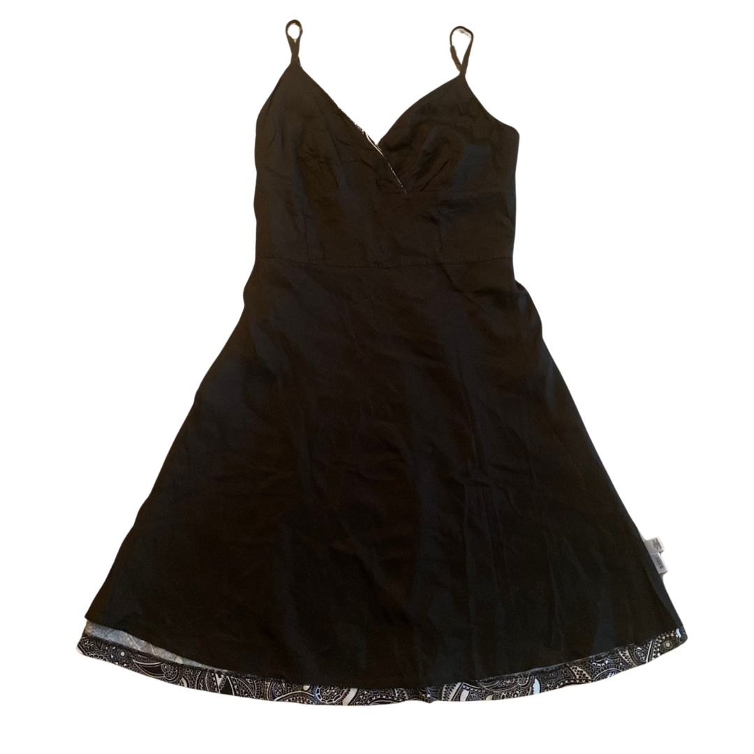 Dark Chocolate Brown & White Paisley Cotton A-Line Spaghetti Strap Dress (8P)