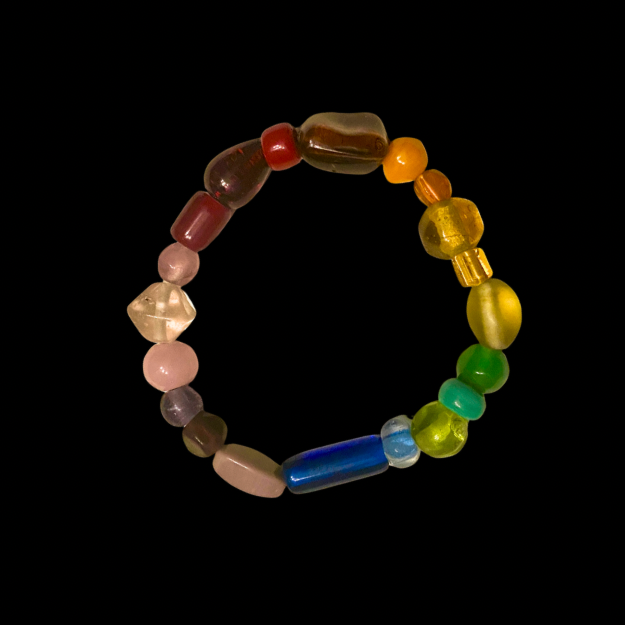 Rainbow Beaded Stretch Bracelets - Made with Vintage Beads