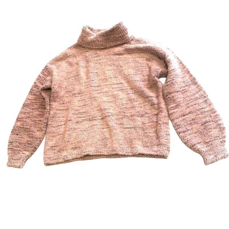 Classic Pastel Pink Knit Turtleneck Sweater (XXL)