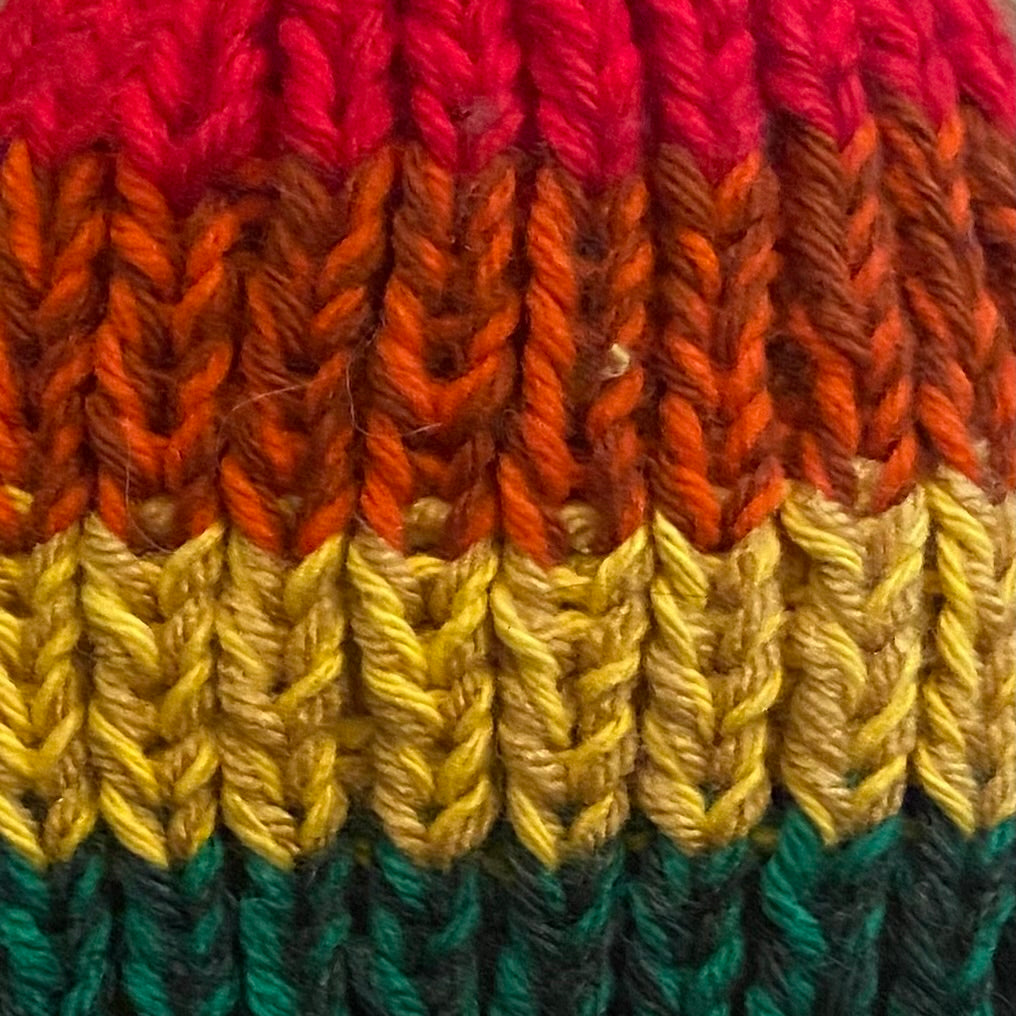 Rainbow Connection Ribbed Handknit Beanie (M)