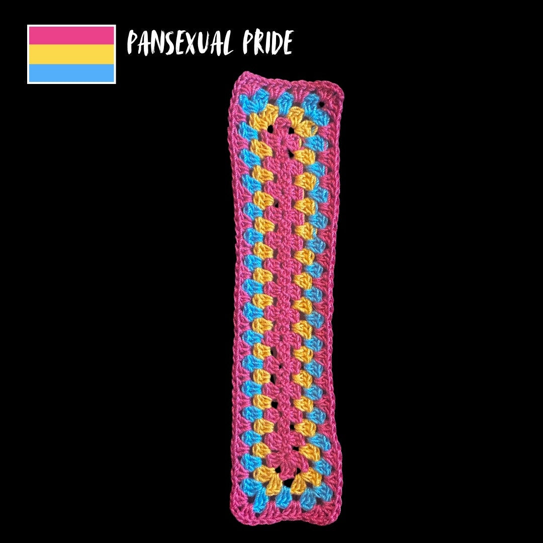 Pansexual Pride Micro-Crocheted Cotton Bookmark