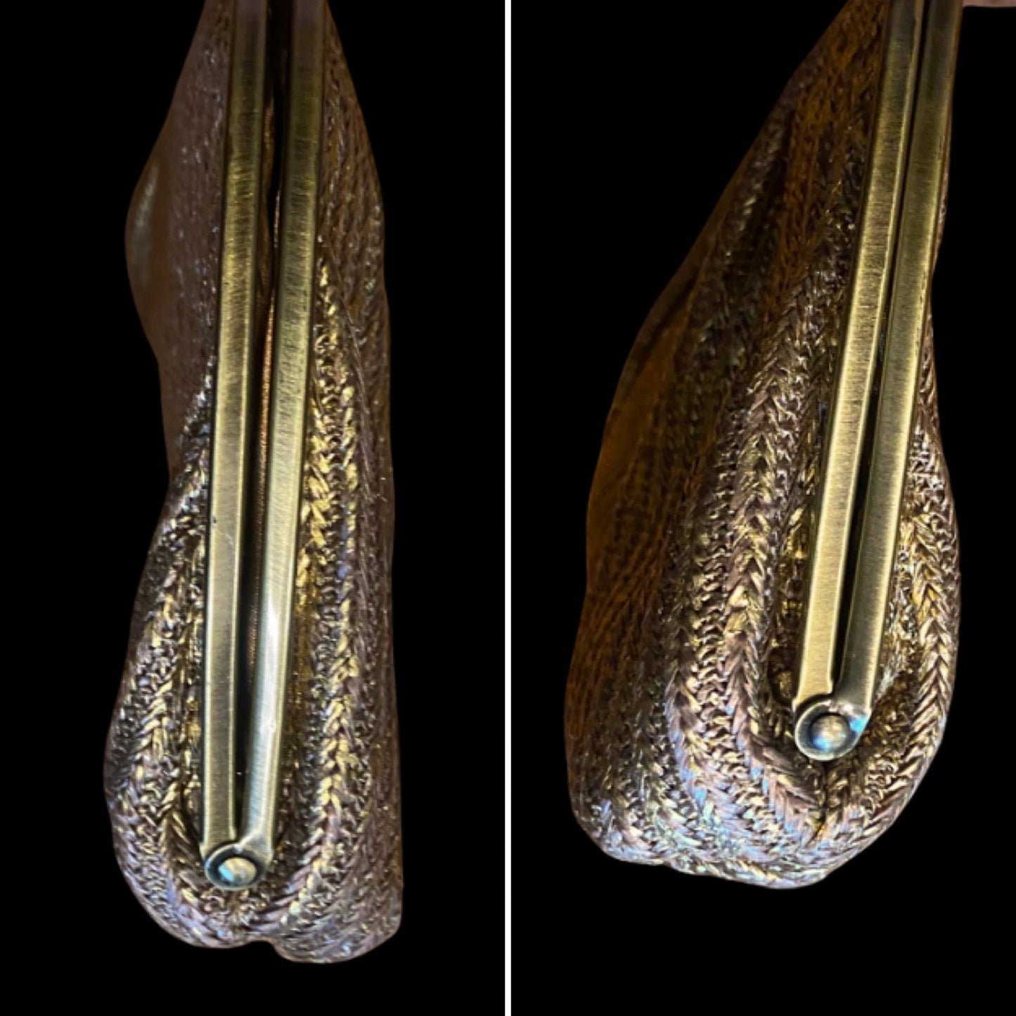 Large Vintage Knit Metallic Gold Clutch with Bronze Toned Chain Strap