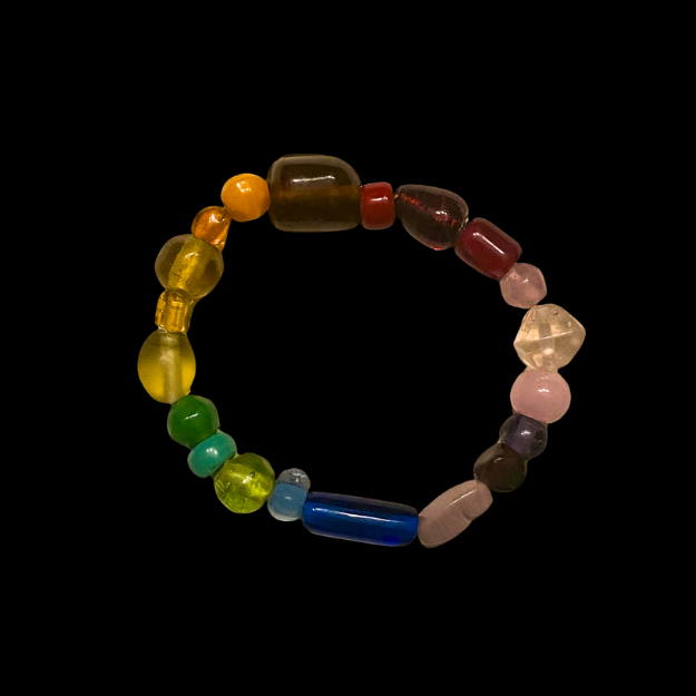 Rainbow Beaded Stretch Bracelets - Made with Vintage Beads