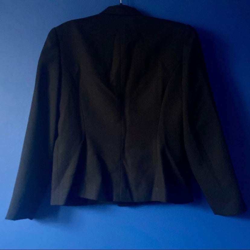 Vintage 1980’s Black Blazer With Gold Rose Buttons ( Size 10)