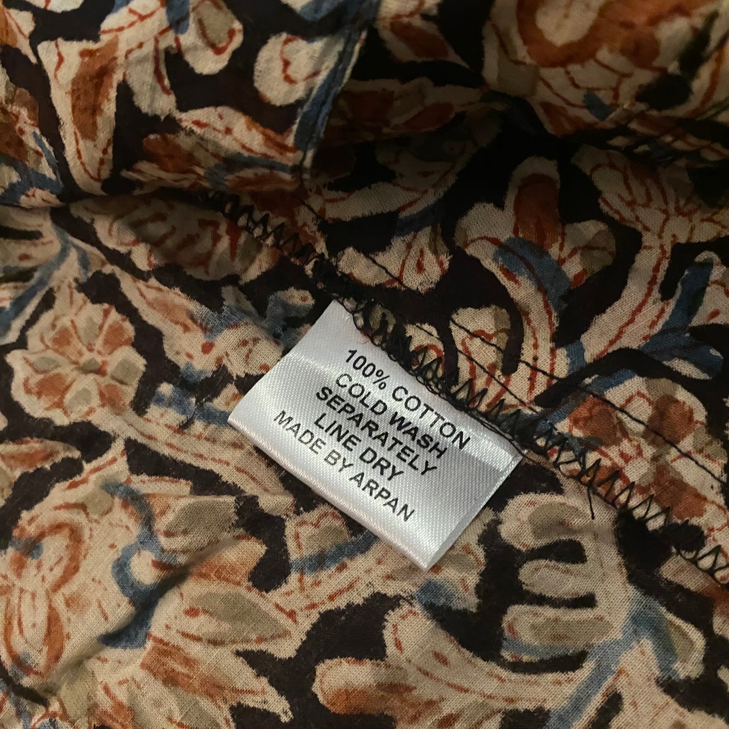 New With Tags Sepia/Orange/Blue Dyed Cotton Waterfall Cardigan (M)