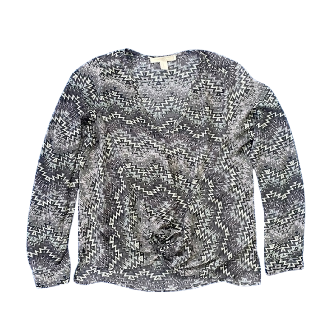 Muted Purple Chevron Gathered Front Blouse (M)