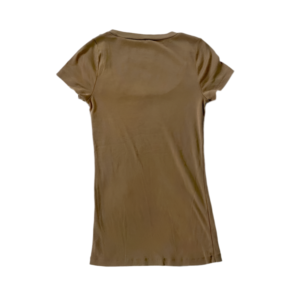Gothic Olive Green Flower Detail Cotton Tee (M)
