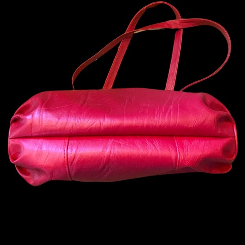 Vintage Candy Apple Red Pleather Drawstring Purse/ Shoulder Bag