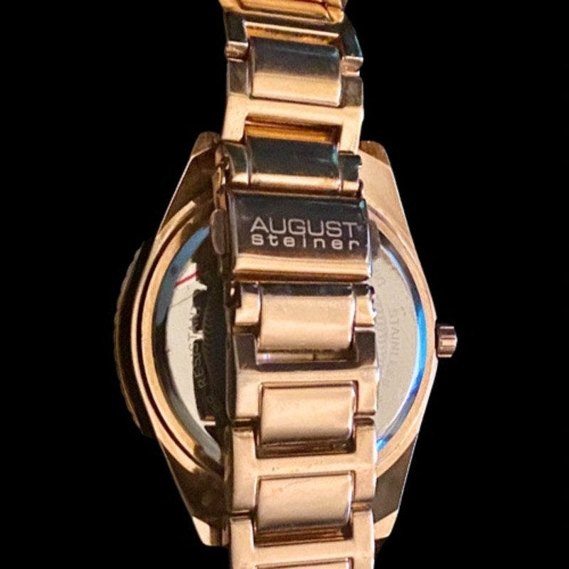 Secondhand Large Rose Gold Toned Diamond Dial Analog Wristwatch