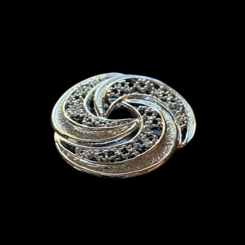 Vintage Open Work Silver Swirl Brooch
