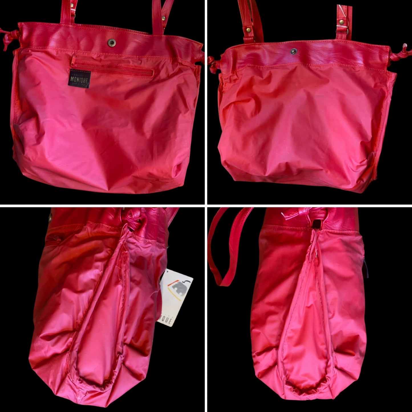 Vintage Candy Apple Red Pleather Drawstring Purse/ Shoulder Bag