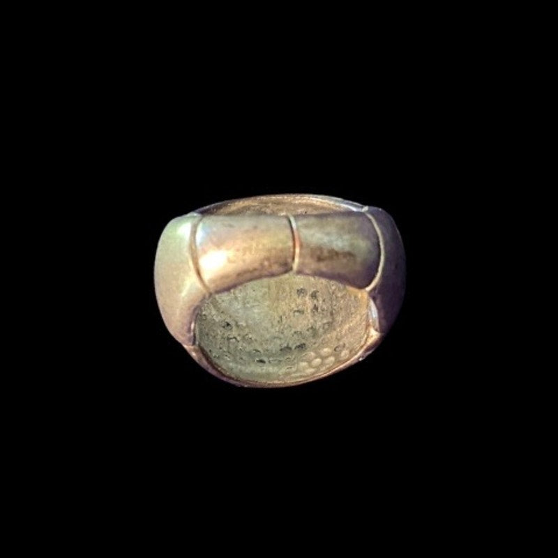 Vintage Turquoise and Silver Etched Flower Stretch Signet Ring (8)
