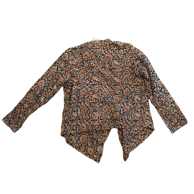 New With Tags Sepia/Orange/Blue Dyed Cotton Waterfall Cardigan (M)