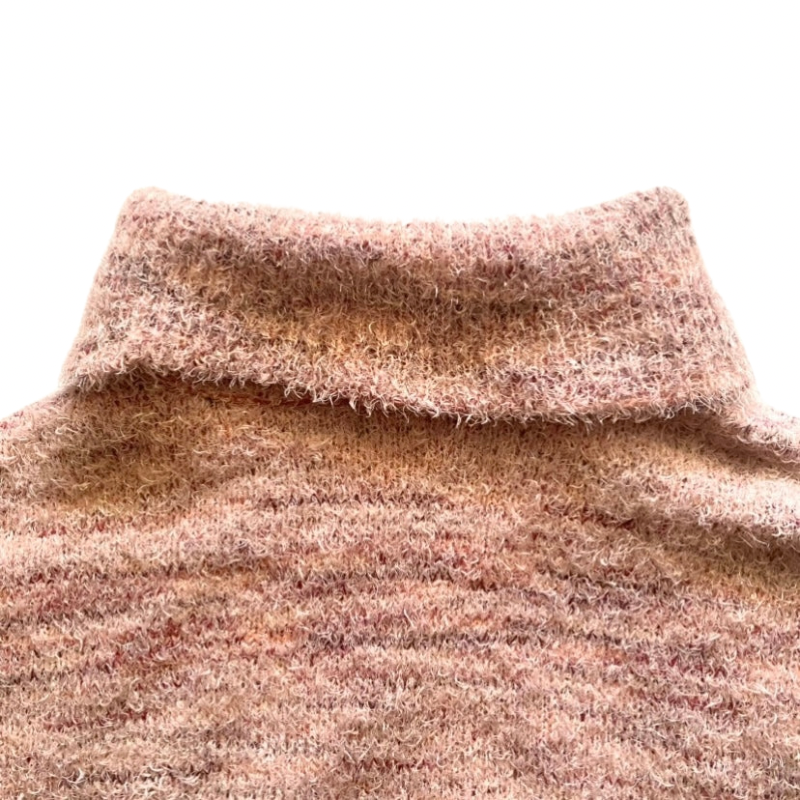 Classic Pastel Pink Knit Turtleneck Sweater (XXL)