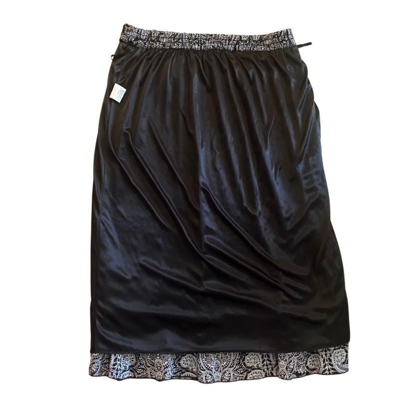 Vintage Black & White Pleated Paisley Midi Skirt (M-L)