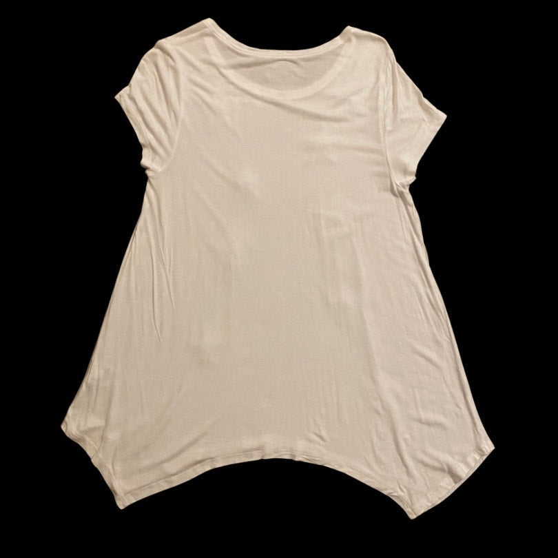 Loose Fitting White & Silver Sequin Embroidered Stars Shirt (M)