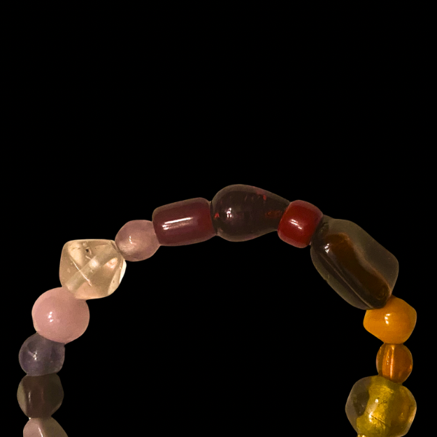 Rainbow Beaded Stretch Bracelets - Made with Vintage Beads