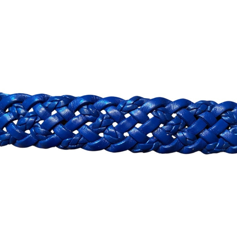 Royal Blue Vintage Talbots Woven Leather Belt with Solid Brass Buckle (XS/S)