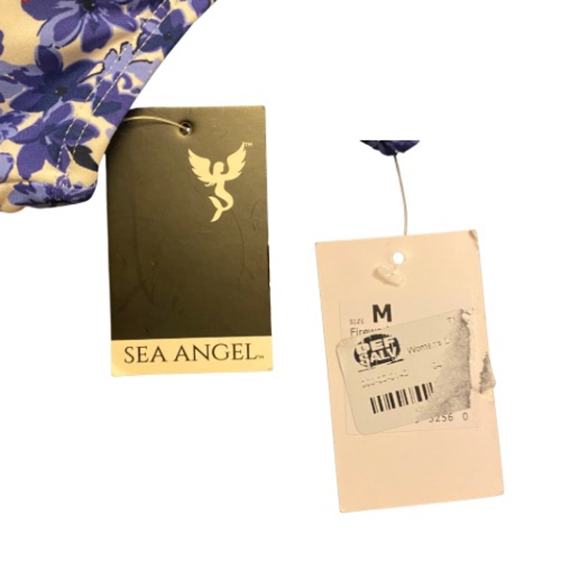 NWT Sea Angel Red White & Blue Floral Double Strap One Piece Swimsuit (Medium)
