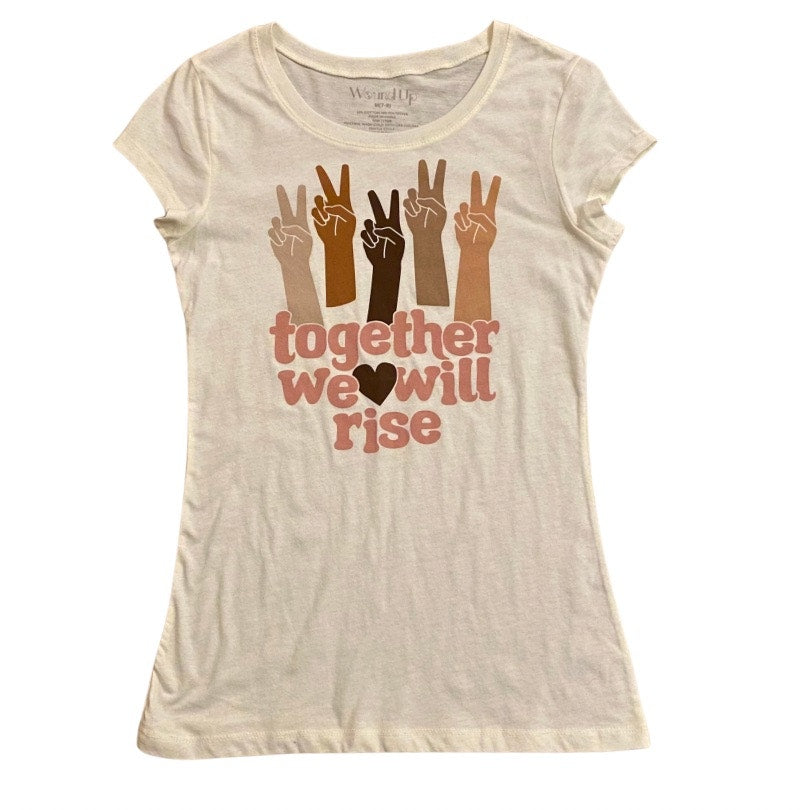 NWT “Together We Will Rise” Peace Sign Graphic Tee (7-9)