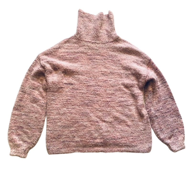 Classic Pastel Pink Knit Turtleneck Sweater (XXL)