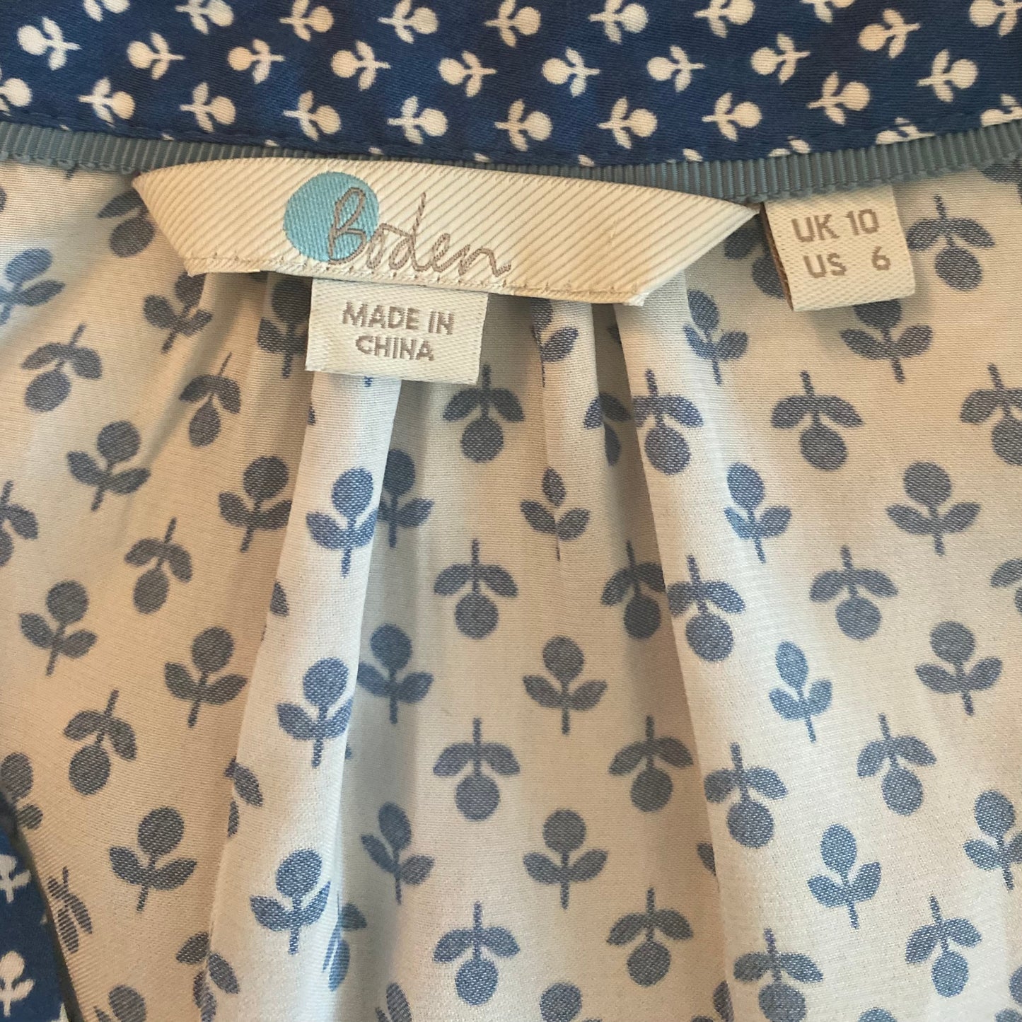 Blue & White Floral Button Down Balloon Sleeve Blouse (6)