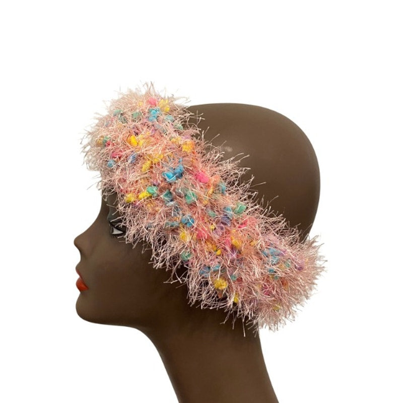 “Fancy Fur” Pastel Pink/Blue/ Yellow/ Purple Knit Headband (OSFM)