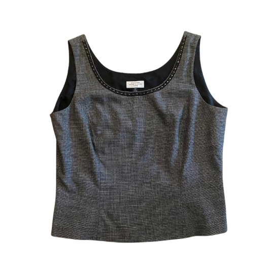 Black Beaded Grey Tweed Jacket & Sleeveless Top Set (10P)