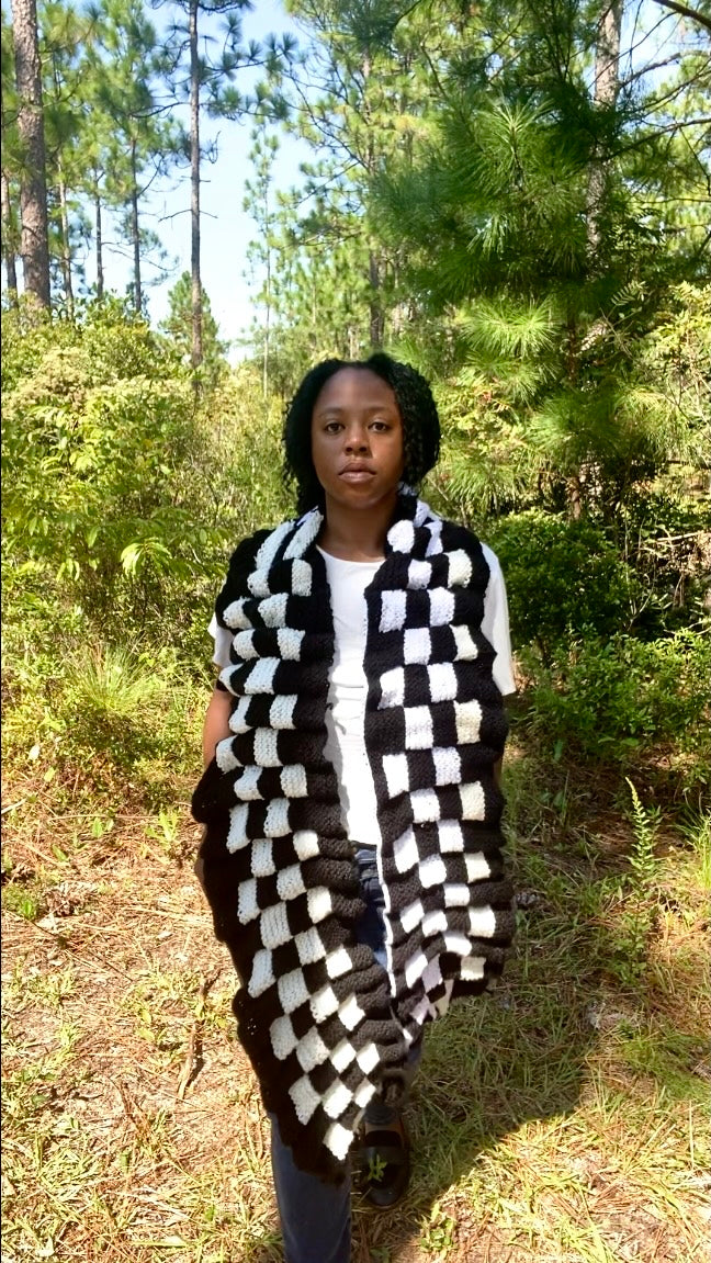 Chess Not Checkers Handknit Scarf