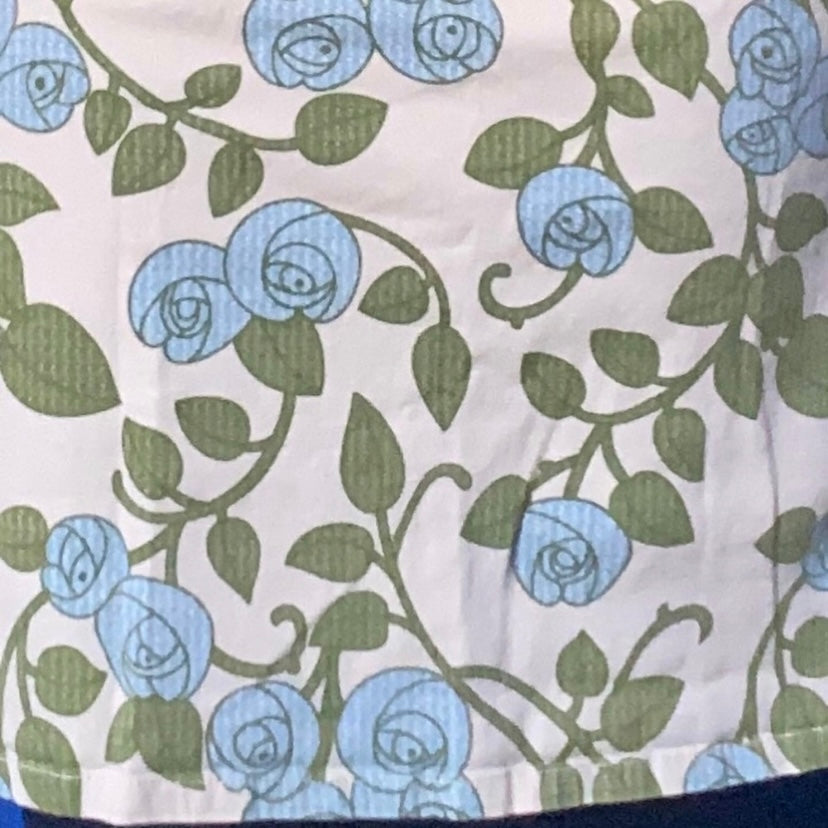 Blue Roses Leaves & Vines Floral Cotton Pencil Skirt (12)