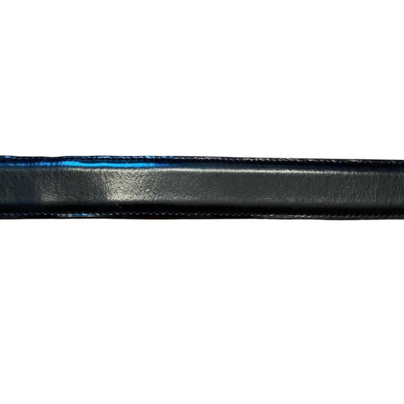 1980’s Men’s Distressed Black/Brown Reversible Faux Leather Belt with Silver Buckle (36/90)
